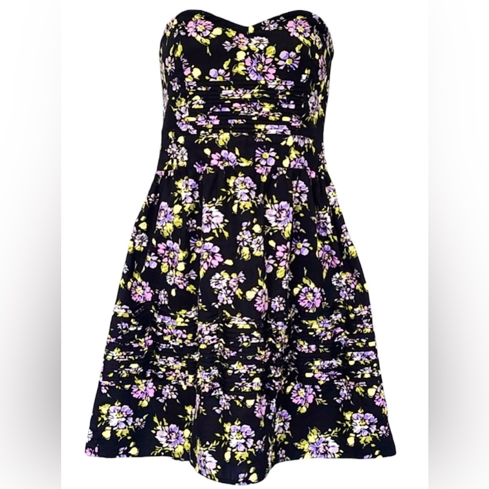 Kimchi Blue Strapless Mini Dress Black Floral